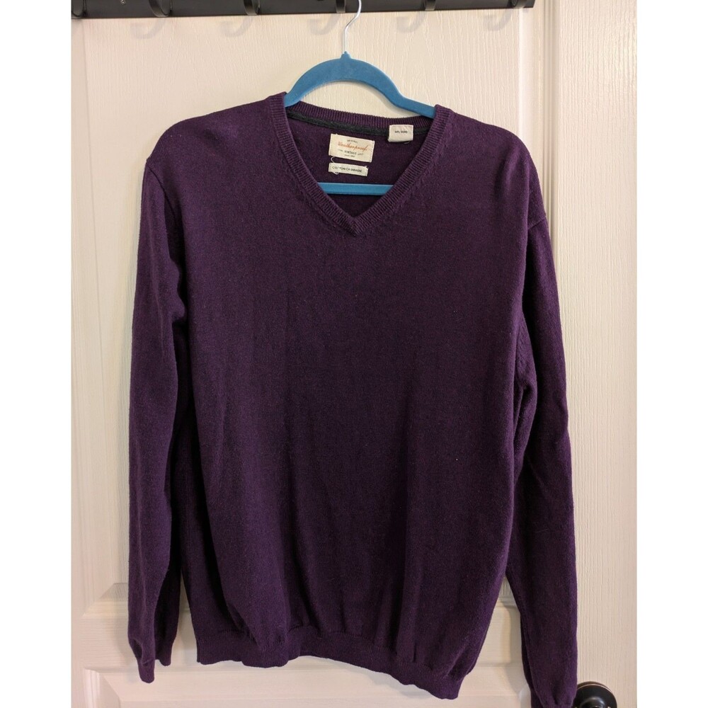 WEATHERPROOF VINTAGE Men's Size L Cotton+Cashmere V Neck Sweater Royal Purple